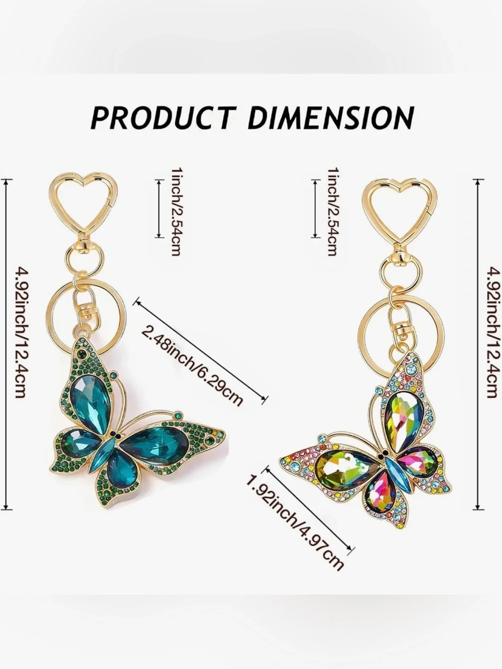 Gold Butterfly Crystal Keychain Bag Charm